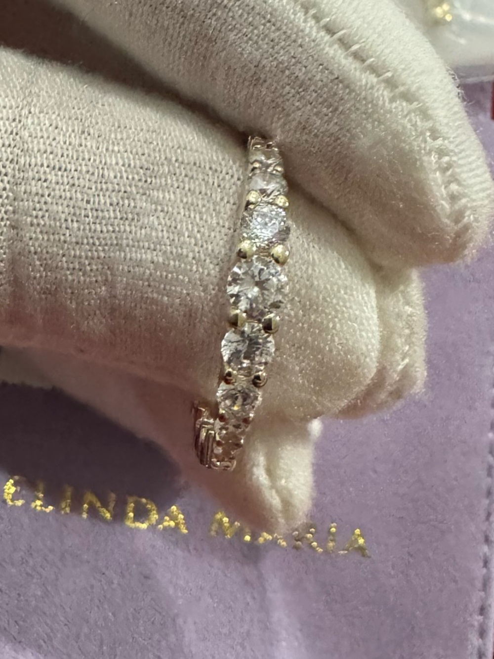 Gold Graduated Diamondette Hoop Earrings 1” - Picture 7 of 15